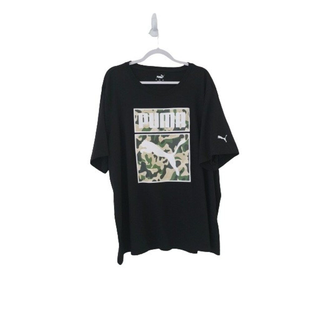 Puma One Shot Camo T-Shirt Mens Size 4XL Black Graphic Crew Neck Short Sleeve